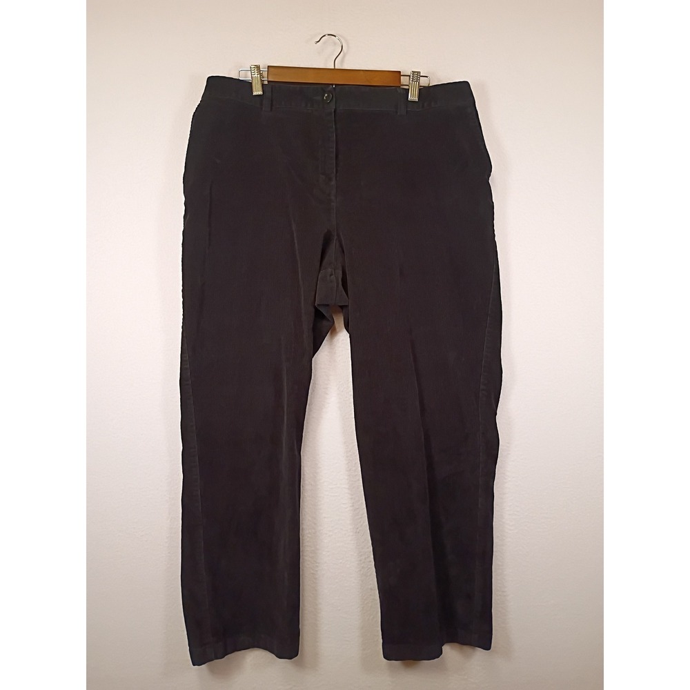 Dark Academia L.L. Bean Womens 18 Pet Black Corduroy Classic Curvy Stretch Pants
